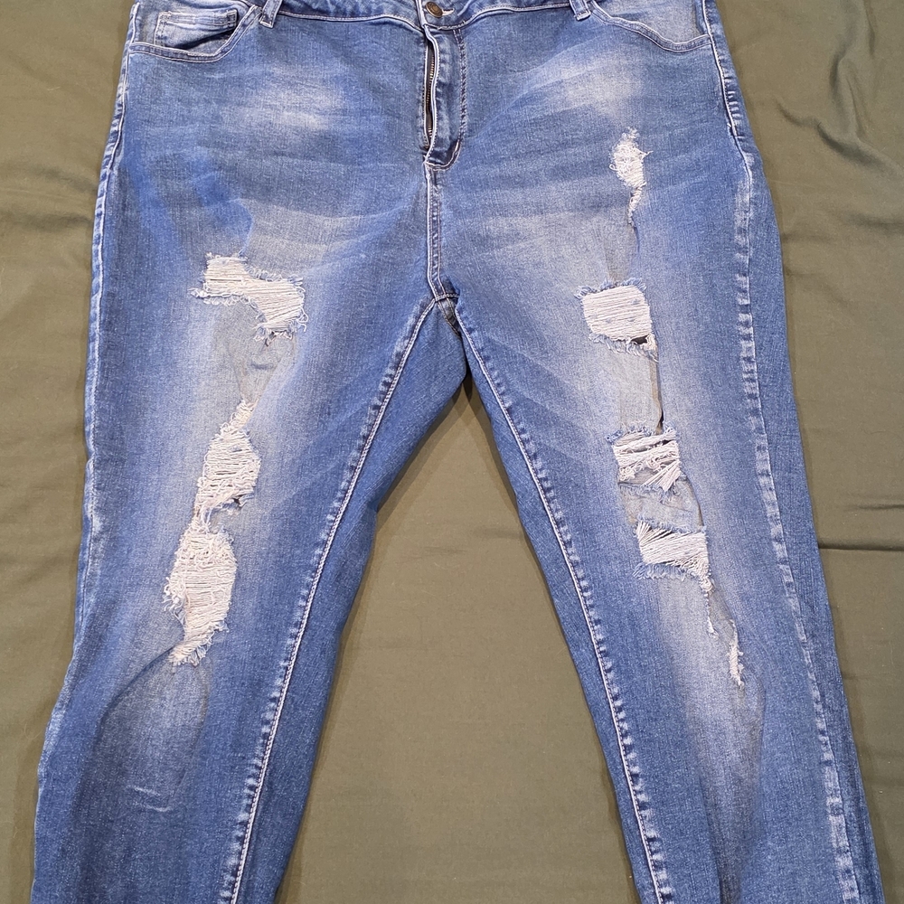 City Chic Light Blue Distressed Skinny Jeans